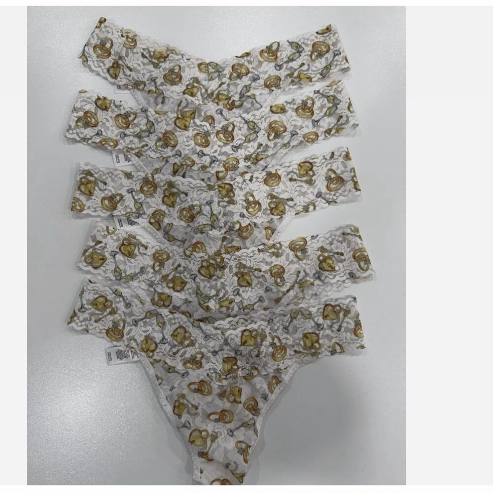 NEW Hanky Panky 5-Pack Print Original Rise Lace Thong Plus Size